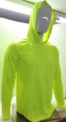 Hi Vis Long Sleeve Safety Shirt With Hoodie, Polyester Birdeye Mesh Fabric