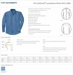Port Authority Mens Denim Shirt Long Sleeve Button Down Pocket Shirt S600