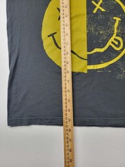Old Navy Nirvana Smiley Face Band T-Shirt Small Gray Graphic Yellow Logo