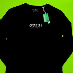 GUESS Los Angeles Men’s Long Sleeve T-Shirt SMALL Black w/White, Silver NEW