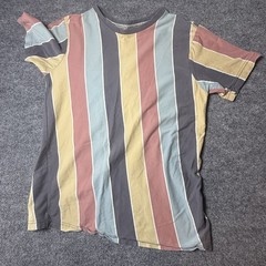 Free Planet Striped T-Shirt Size M Multicolor Cotton NYC to Malibu Casual Tee