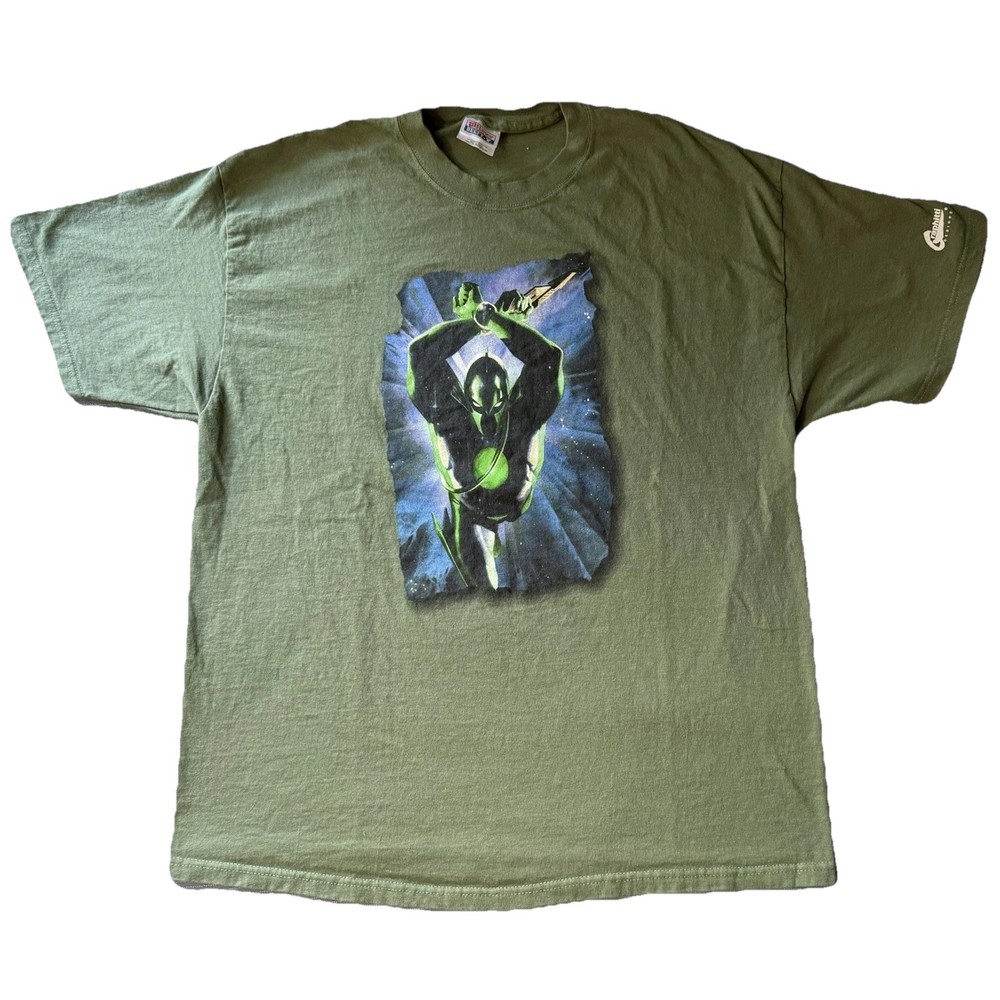 Vintage 2003 Graphitti Designs Green Lantern Captain Marvel Shirt Green Size XL