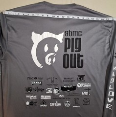 A4 STMC Pig Out BBQ Long Sleeve Shirt Gray Performance Graphic Tee Adult
