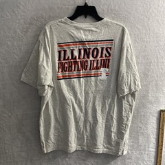 Champion Mens T Shirt NCAA Illinois Illini Gray Graphic 2XL Cotton Crew Logo