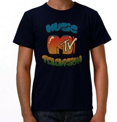 MTV t-Shirt 80s 90s Style Retro Music Television Logo Navy Blue Men’s Small-2XL