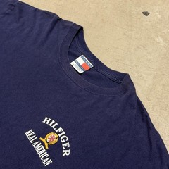 vintage 90s tommy hilfiger big logo tee navy oversized