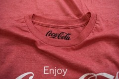 Coca Cola Mens Enjoy Coke Distressed Print Red Heather Shirt New XL