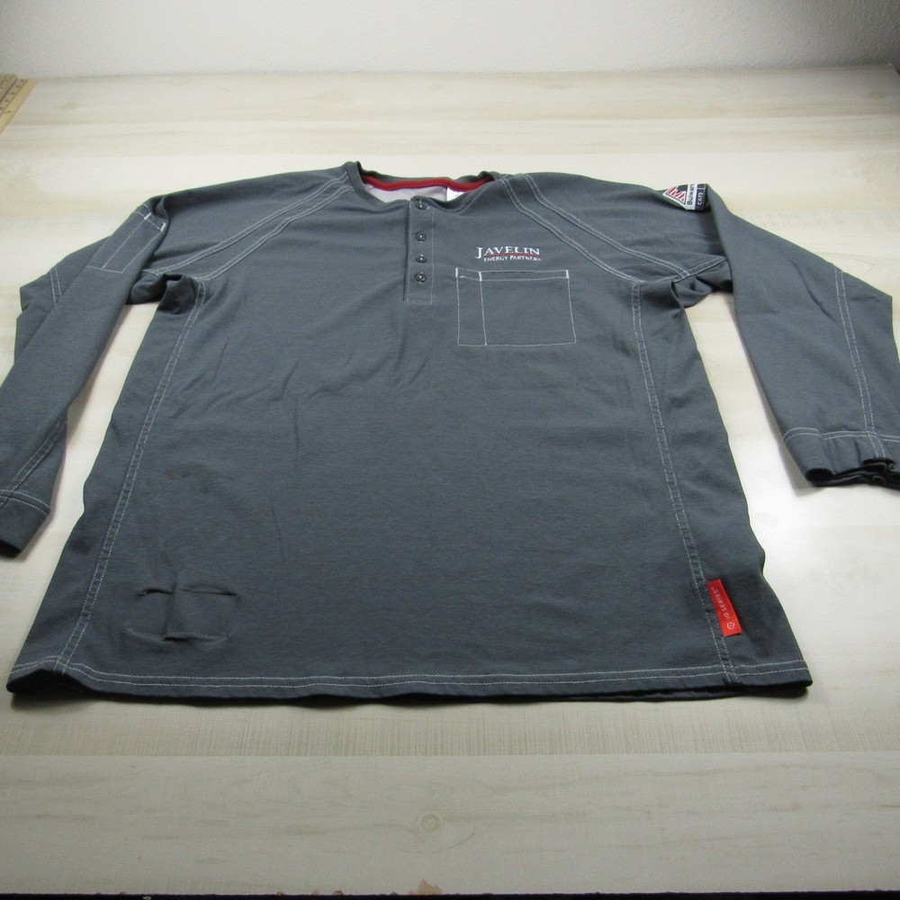Bulwark Shirt Mens Large Gray Henley FR Fire Resistant IQ Westex Pocket Cat 2 A3