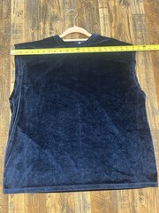 ASOS DESIGN Men’s Navy Blue Sleeveless Velour Top, Size Large