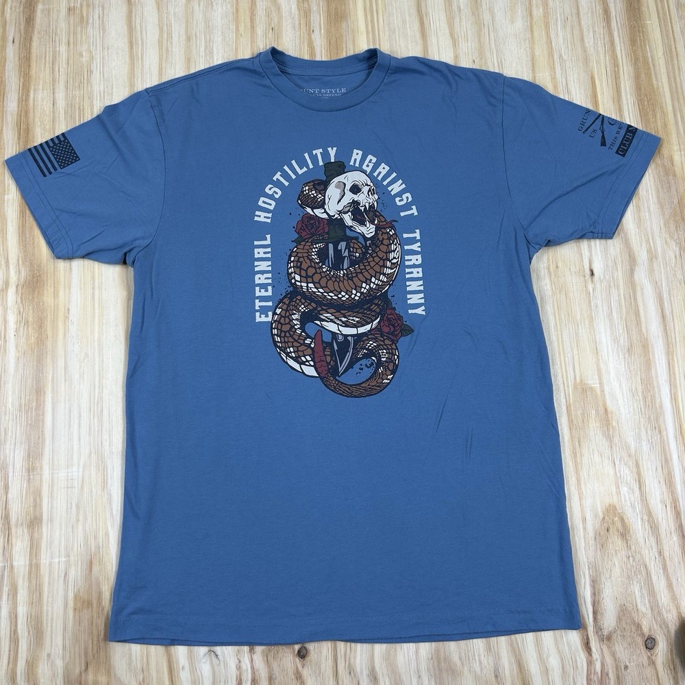 Grunt Style XL Blue T-shirt Club Member “Eternal Hostility Against Tyranny”