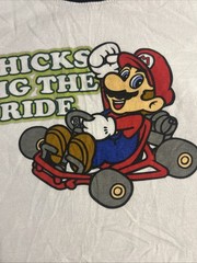 Y2K 2008 Nintendo T-shirt New Super Mario Bros Promo XL Chick Dig The Ride