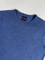 Cuts Shirt Mens Medium Blue Short Sleeve Crewneck Curve-Hem Casual Tee