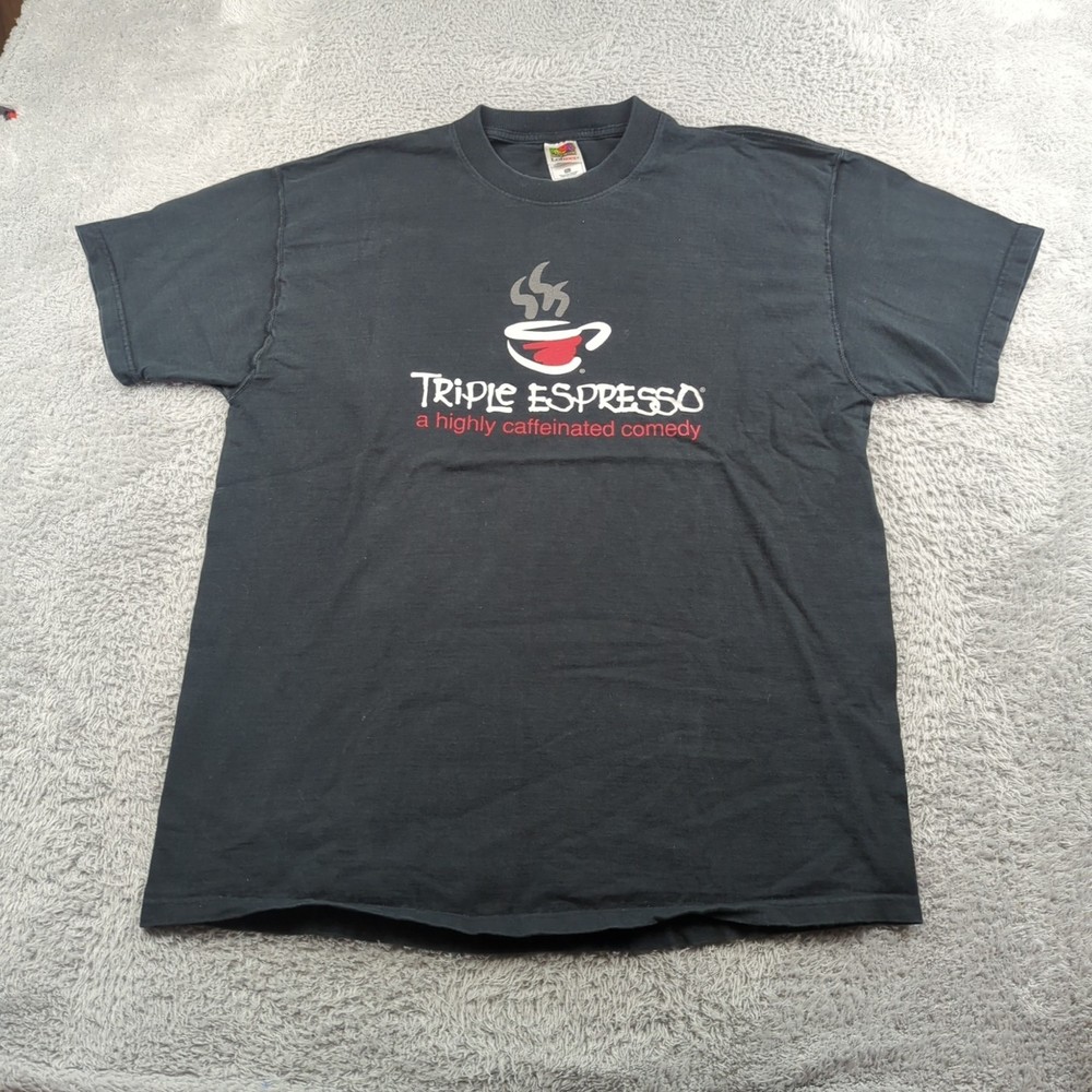 VTG T Shirt Mens XL Black Triple Espresso A Highly Caffeinated Comedy Minnesota
