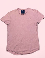 Hollister Men’s Pink Solid Knit Logo Crew Neck Short Sleeve T-Shirt Size M