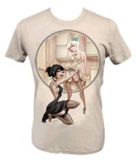 NWT Lowbrow Art Company Mens HOT IN THE KITCHEN Tee Shirt NATURAL SMALL-2XLARGE
