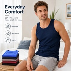 6 PACK MENS VESTS CLASSIC SPORTS 100% COTTON TANK SUMMER TRAINING GYM TOPS S-5XL