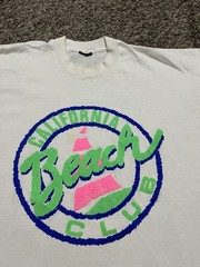 Vintage 90’s Single Stitch California Beach Club White T Shirt Size XL Rare Vtg