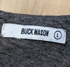 Buck Mason Men’s Large Tri-Blend Curved Hem T-Shirt Dark Grey Heather Crew Neck