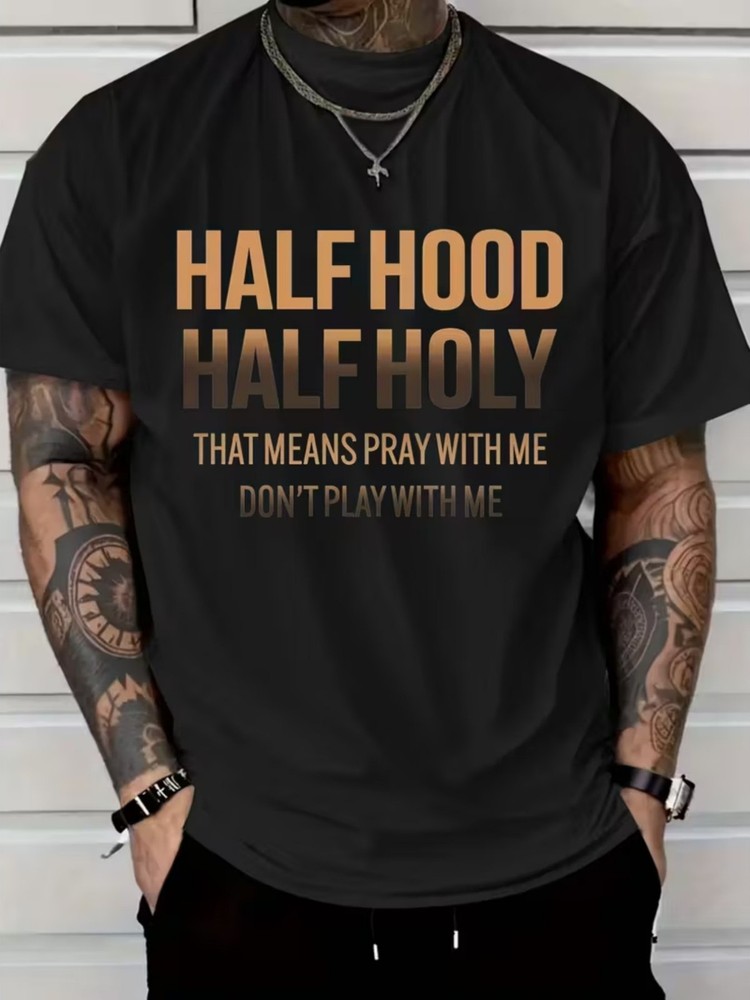 Half Hood Half Holy Graphic TShirt Stylish Casual Comfortable Fit for Casual A