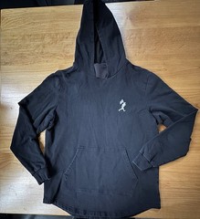 Baseballism Baseball Print Black Hooded Sweatshirt Neck Wrap Mens Size Large
