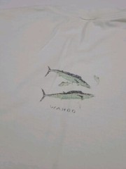 Vintage 90s Wahoo Fish Marlin Artwork Print T Shirt Vtg Fishing Outdoor USA Art