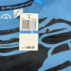 LRG Dead Serious Shirt Mens XL Blue Skeleton Lifted Research Group Kanye Glow