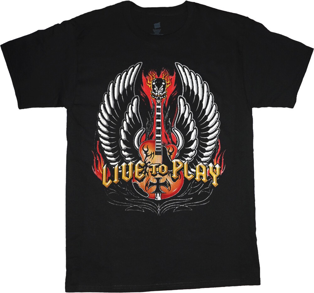 Live To Play Guitar T-shirt Mens Graphic Tee Clothing Apparel