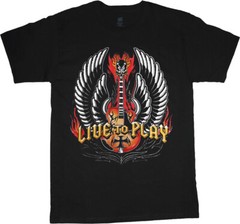 Live To Play Guitar T-shirt Mens Graphic Tee Clothing Apparel