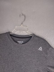 Reebok Mens Shirt Medium Gray Short Sleeve Crewneck Solid Casual Logo Pullover