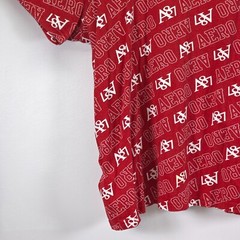 Aeropostale A87 Casual T-Shirt Men 3XL Spellout Logo All Over Print Short Sleeve