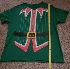 Men’s Size XL Green Short Sleeve T-Shirt Santa Helper Christmas Elf Holiday Time