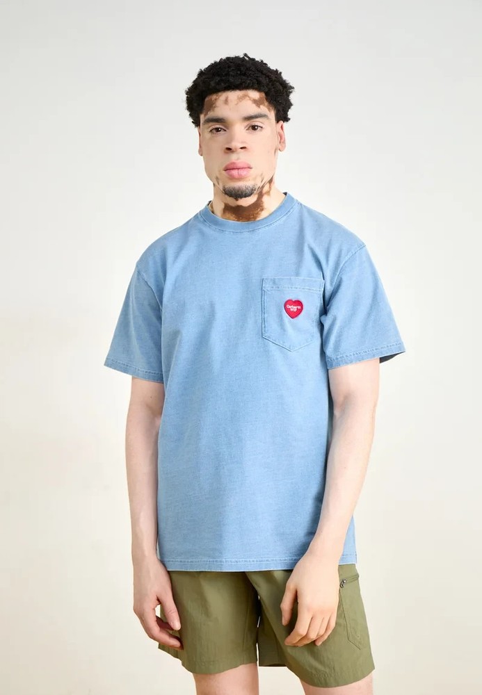 CARHARTT Ingo T Shirt Top Size XS S M L & XL Relaxed Fit Pocket Light Blue NEW