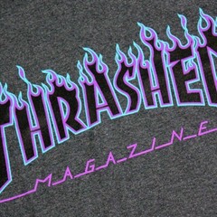 Thrasher Magazine FLAMES LOGO Skateboard T Shirt DARK HEATHER