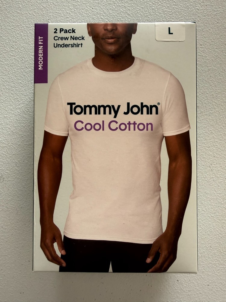 Tommy John Cool Cotton Mens Crew Neck Undershirt 2 Pack White Size L New Box