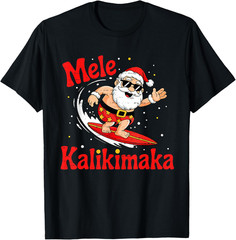 Funny Santa Summer Beach Vacation T-Shirt Tropical Christmas Graphic Tee