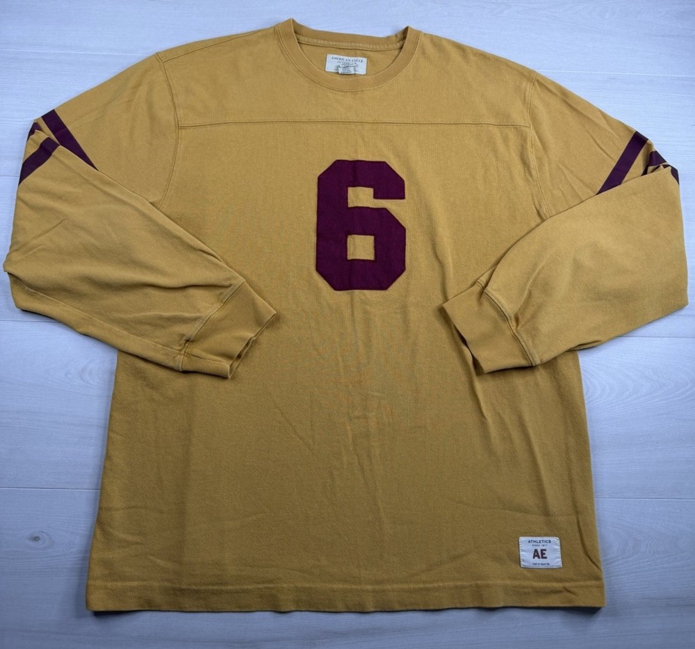 Vtg American Eagle Long Sleeve Rugby Football Shirt Heavy Cotton Y2K Mens XL