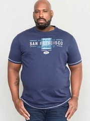 D555 Duke Big Mens Navy Printed T-Shirt San Francisco Plus Size 2XL-6XL (601206)