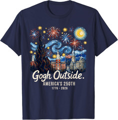 Gogh Outside America’s 250th 1776 2026 Starry Night USA Unisex T-Shirt