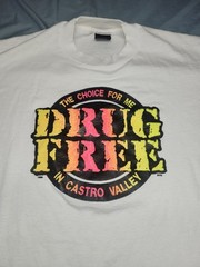 vintage single stitch DRUG FREE graphic tee Size Xl Castro Valley California