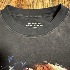 Zach Bryan Tour Merch Shirt Lightening American Flag Size Large Sun-Fade Worn In