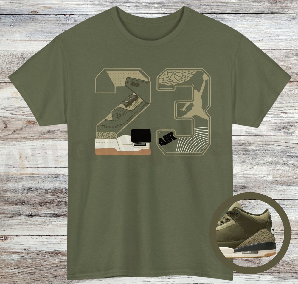 Jordan 3 Family Affair Sneaker Match Shirt, Medium Olive, Sail Neutral Olive