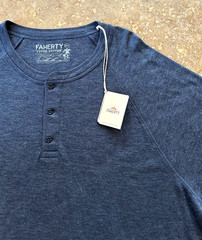 Faherty Cloud Henley T Shirt Mens XXL Navy Blue Heather Long Sleeve $98 NWT