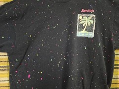 Vtg 90’s Bahamas Beach Paint Splash Shirt, Size XL, Black, Sherry Mfg