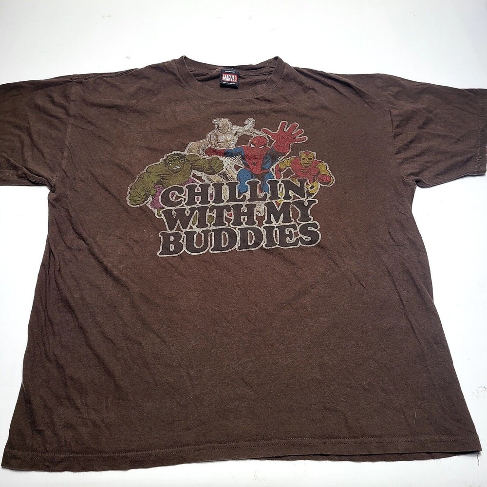 Marvel Y2K Chillin With My Buddies Comics Superhero’s T-Shirt Men’s Size XL