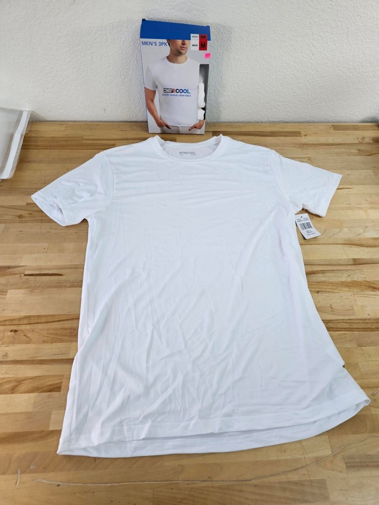 M / MEDIUM 3 PACK WHITE – 32 Degrees Cool Men’s Short Sleeve T-Shirts Crew Neck