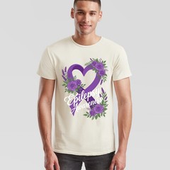 Epilepsy Awareness Heart Ribbon Floral Mens T-Shirt Womens Tee Graphic Support