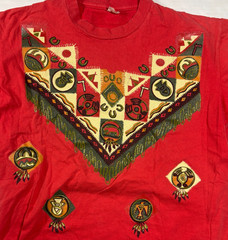 Vintage Southwestern T-Shirt Hand Painted Native American Textured USA Tee XL