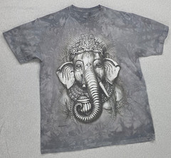 The Mountain Shirt Men Large L Gray Tie Dye Ganesha Elephant Hindu Graphic Tee