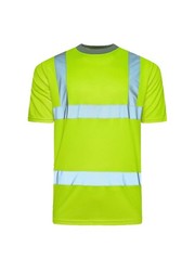 Mens Hi Vis Workwear T-Shirt High Visibility Tee Reflective Safety Security Top