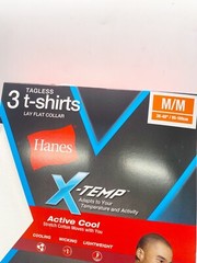 Hanes X-Temp Tagless Lay Front Collar T Shirts White Size Mens Medium (3 Pack)